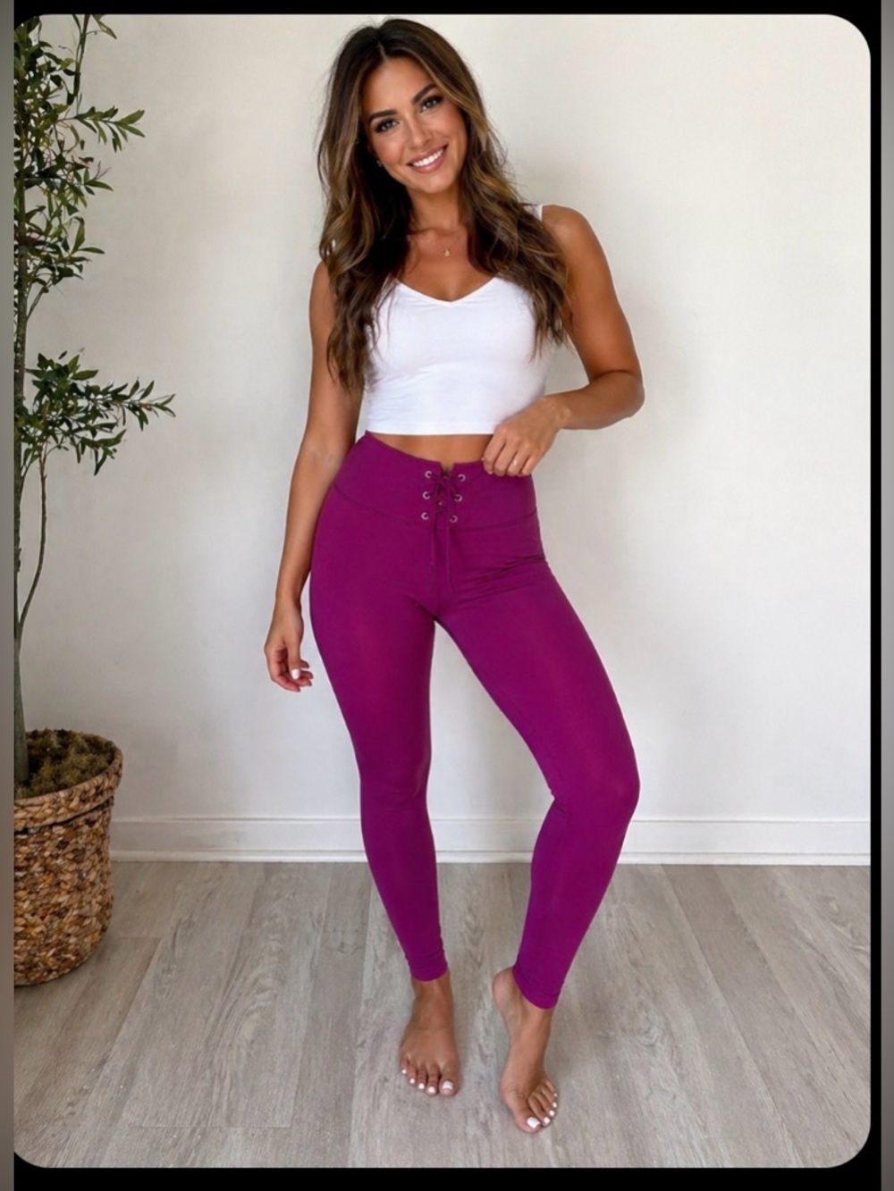 Victoria’s Secret Magenta Lace-Up High Rise Leggings Stretch Activewear Women’s